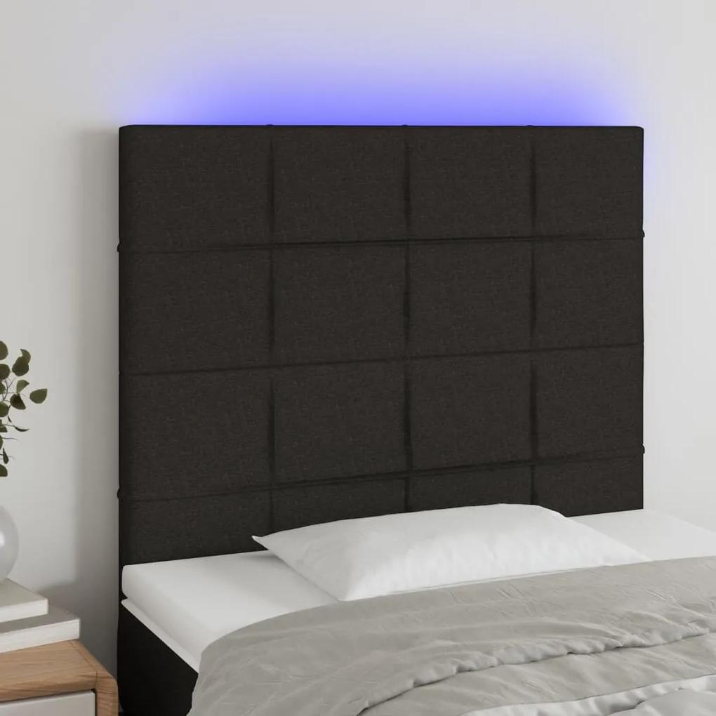 3122408 vidaXL Tăblie de pat cu LED, negru, 90x5x118/128 cm, textil