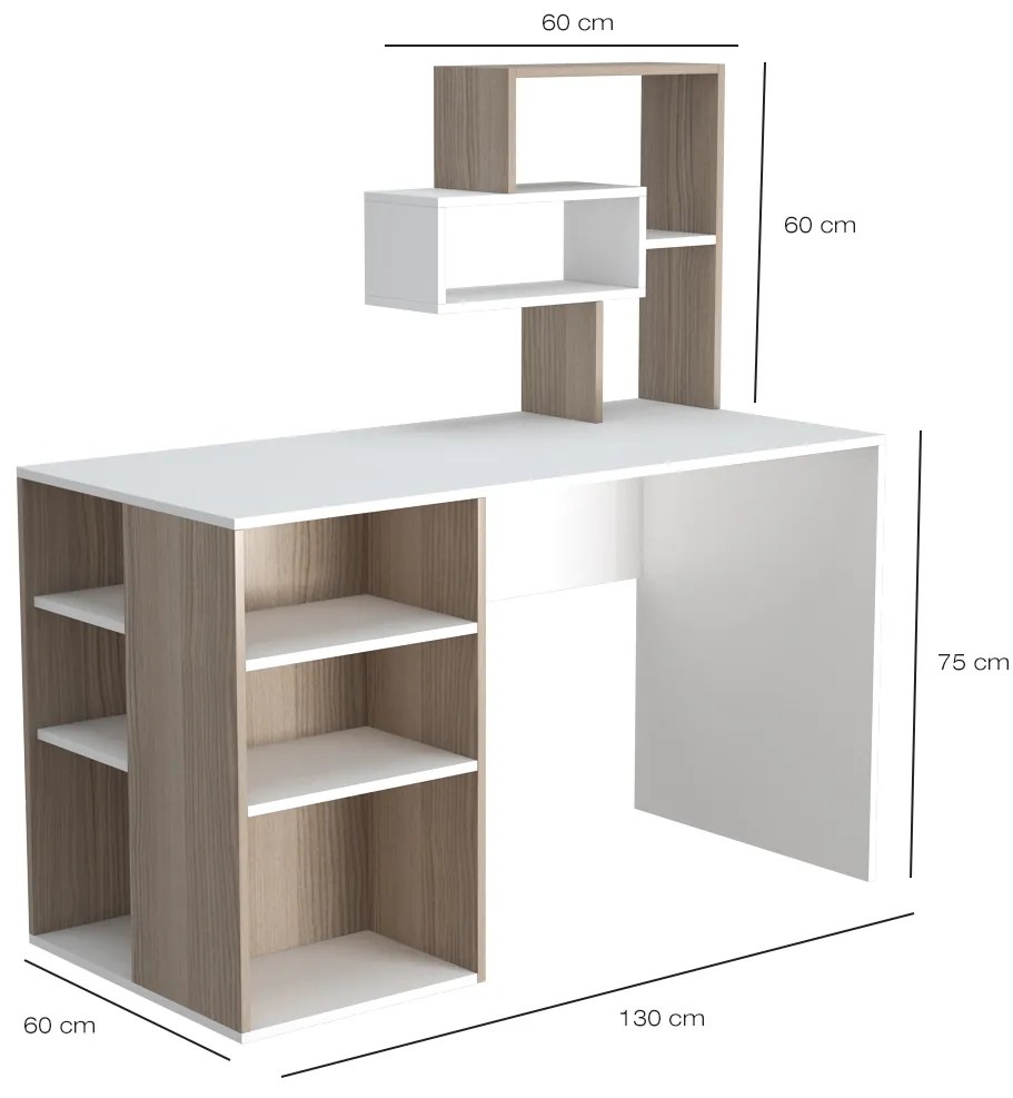 Birou haaus Ermes, Cordoba/Alb, 130 x 60 x 75 cm