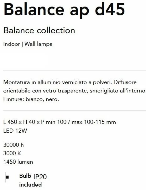 Aplica de perete Led orientabila Balance ap d45 neagra