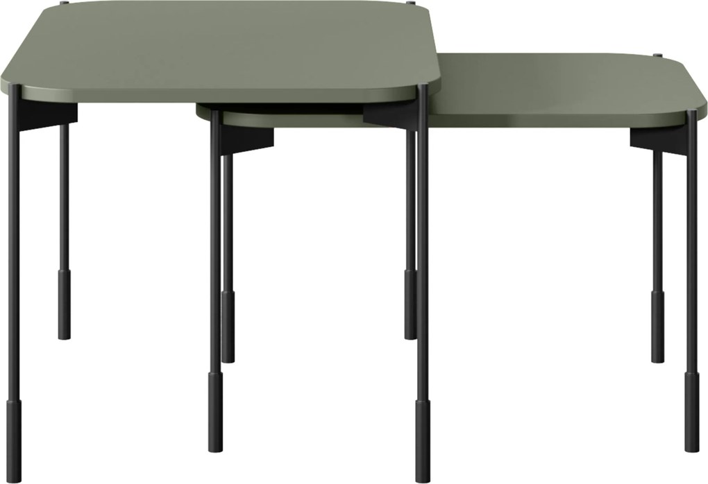Măsuță de cafea Sonatia 60 cm cu picioare metalice dreptunghiulară - verde măsliniu