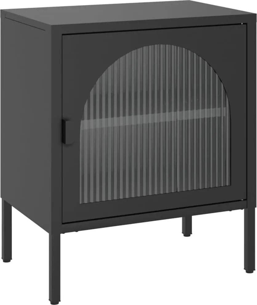 vidaXL Noptieră, negru, 50x35x60 cm, sticlă și oțel