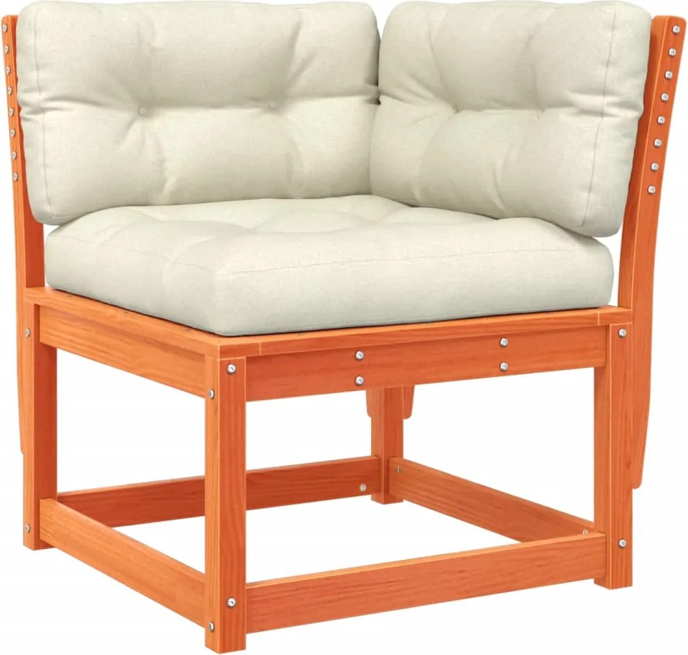 vidaXL Canapea colțar cu perne de grădină, maro, 73x73x78 cm lemn pin