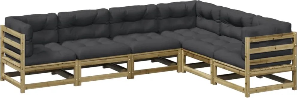 vidaXL Set canapele de grădină cu perne, 6 piese, lemn de pin tratat