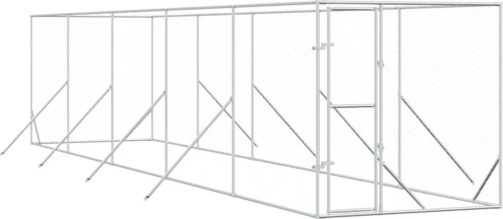 vidaXL Padoc de exterior pentru câini argintiu 2x10x2m oțel galvanizat