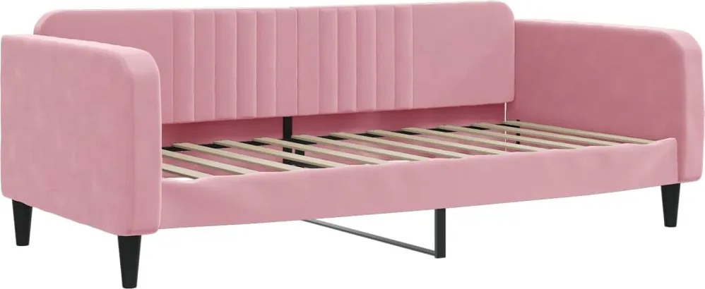 vidaXL Pat de zi, roz, 90x200 cm, catifea