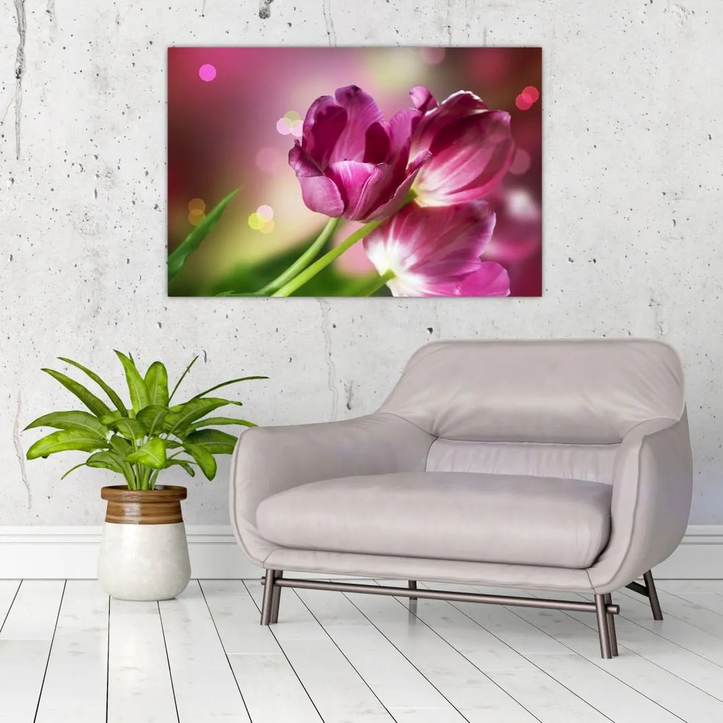 Tablou cu lalele roz (90x60 cm)