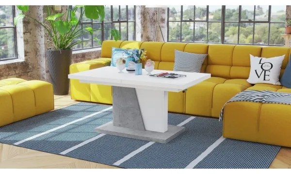 Măsuță de cafea pliabilă cu blat rabatabil NINO alb/gri