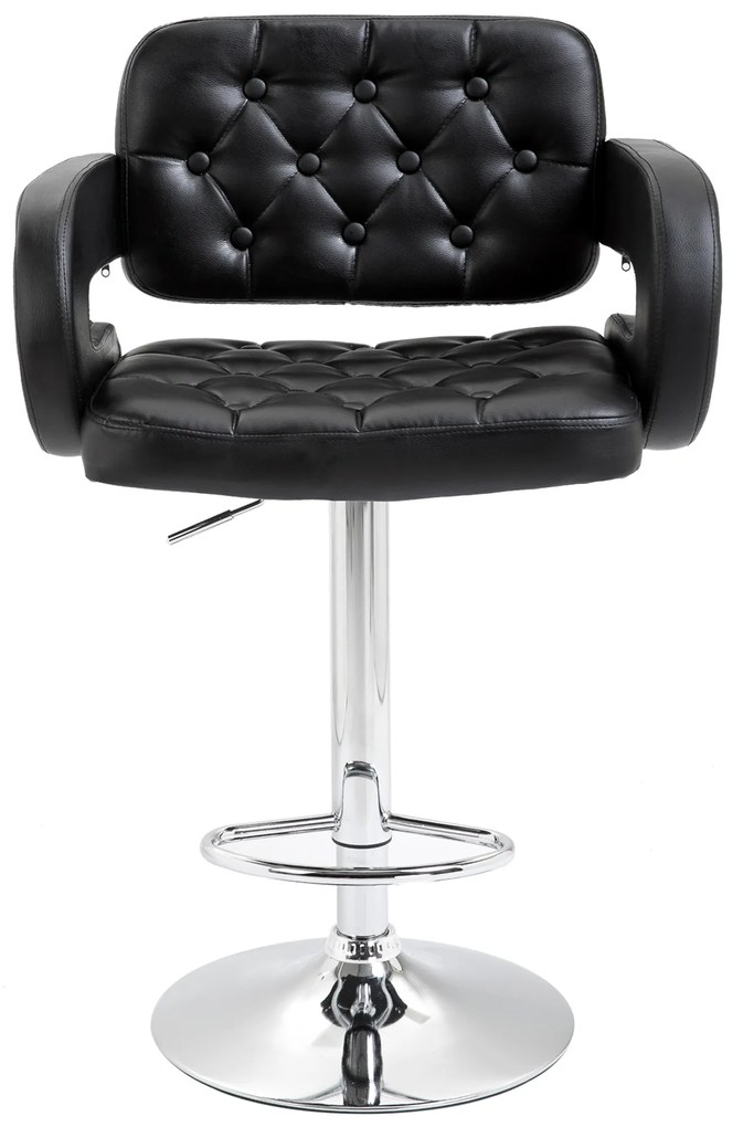 HOMCOM Taburet de bar pivotant scaun de bar reglabil pe înălțime cu spătar suport pentru picioare și cotiere 61x50x94-114cm negru | Aosom Romania