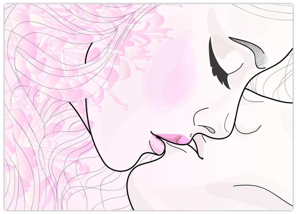 Tablou pe sticlă - Sărutul (70x50 cm)