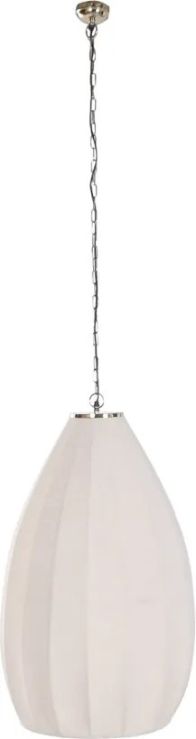 Lustră suspendată din bumbac și metal, auriu, formă de picătură, finisaj natural, 90 x 50 cm, „Collonges”