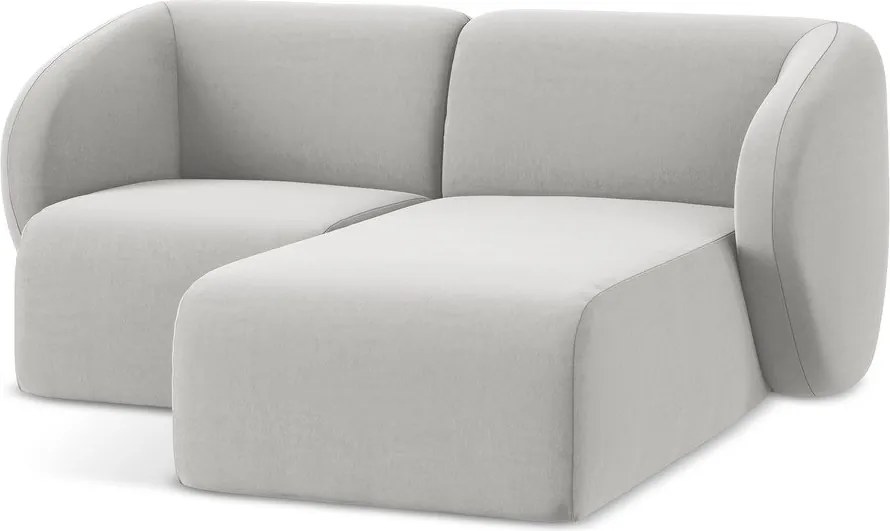 Colțar gri deschis cu tapițerie din catifea (cu colț pe partea dreaptă/cu șezlong) Lani – Makamii