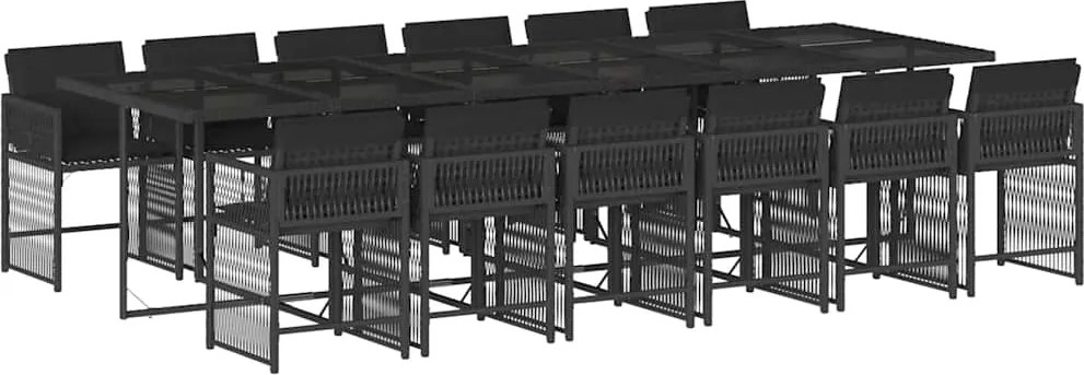 vidaXL Set mobilier de grădină cu perne, 13 piese, negru, poliratan