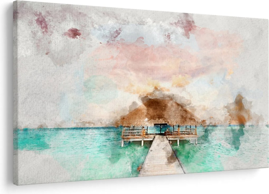 Tablou - Maldive, debarcader din lemn (90x60 cm)