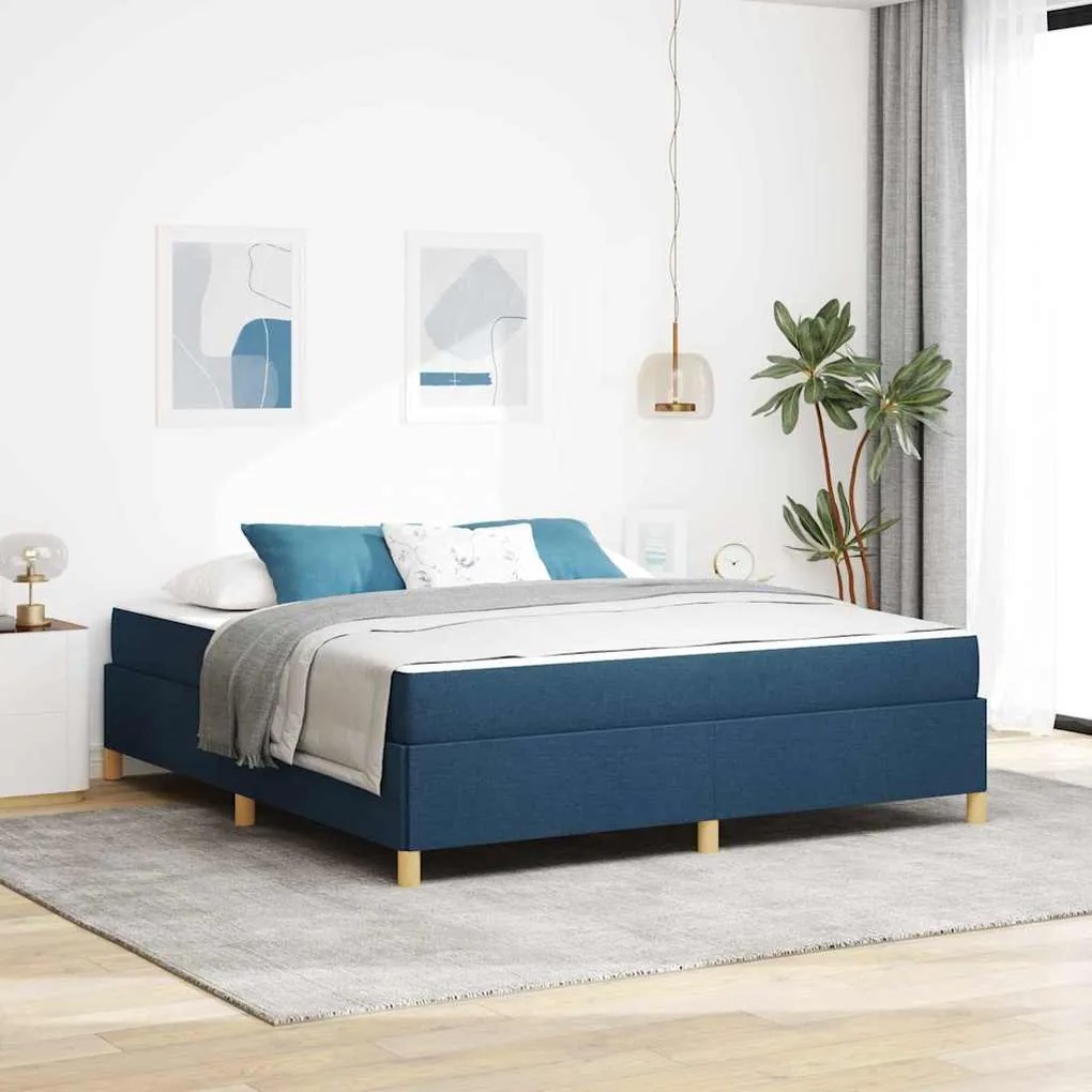 vidaXL Pat cu arcuri Altele Albastru și Alb 180 x 200 cm țesătură