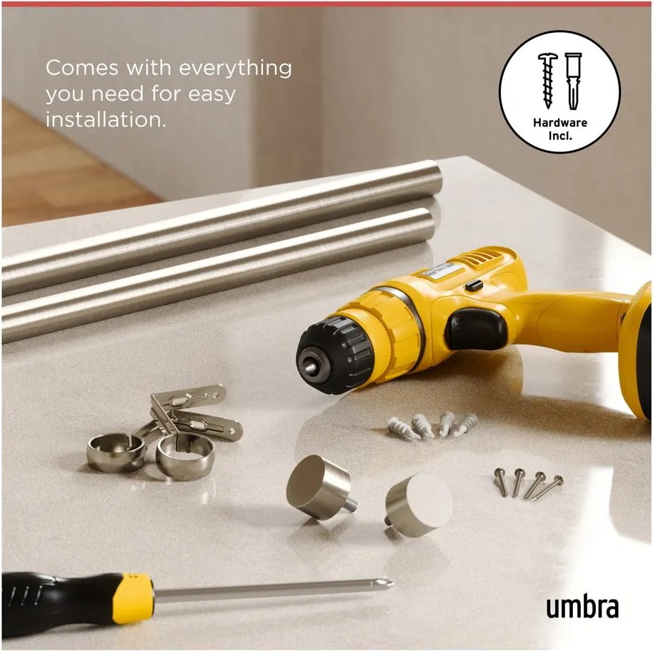 Galerie de perdea 91 - 168 cm extensibilă din oțel inoxidabil Cappa – Umbra