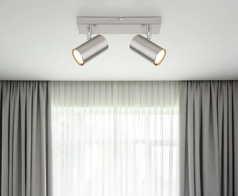 Aplica de perete / tavan cu 2 spoturi directionabile design modern ROBBY nickel mat
