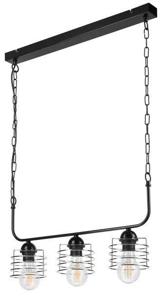 Lustră pe lanț MORGAN 3xE27/60W/230V neagră/crom