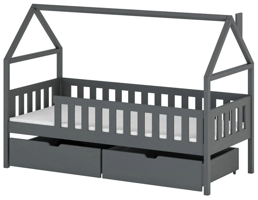 Pat pentru copii 90 x 200 Donnira (cu somieră) (grafit). Promo -10%. 1040108