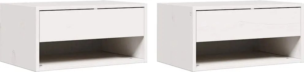 vidaXL Noptieră 2 pcs Alb 50 x 32,5 x 24 cm Lemn masiv de pin