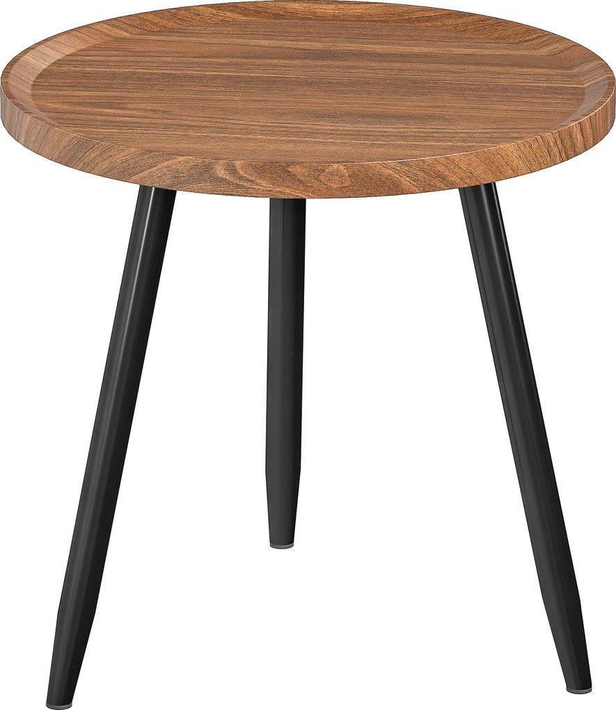 HOMCOM Măsuță de Cafea Modernă Rotundă cu Cadru din Oțel pentru Spații Mici, Lângă Canapea, Sufragerie, Dormitor, Efect de Lemn Castan | Aosom Romania