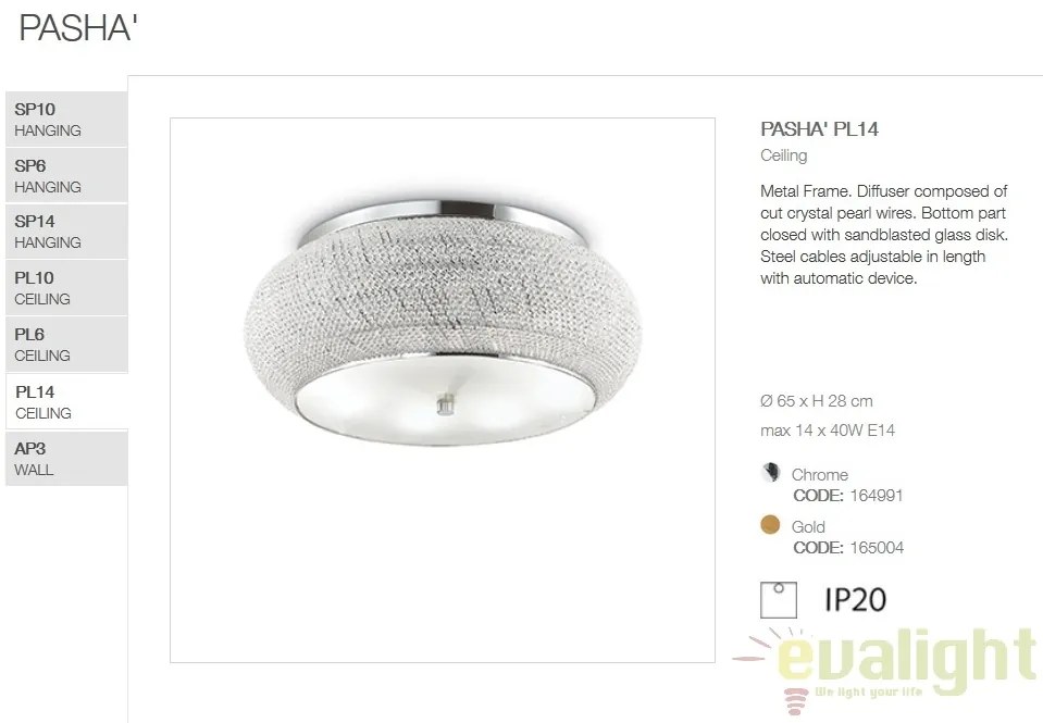 Lustra / Plafoniera design elegant PASHA PL14 CROMO 164991