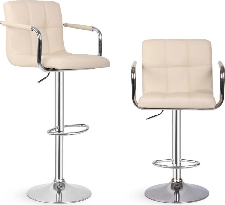 MIADOMODO Scaun de bar 2pcs, cu brațe, bej