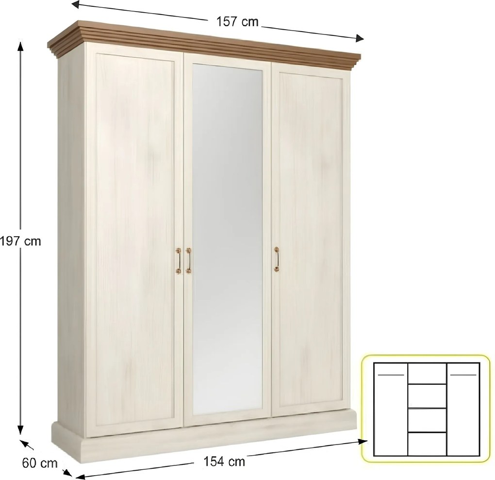 Dulap, pin nordic/ stejar sălbatic, ROYAL S3D