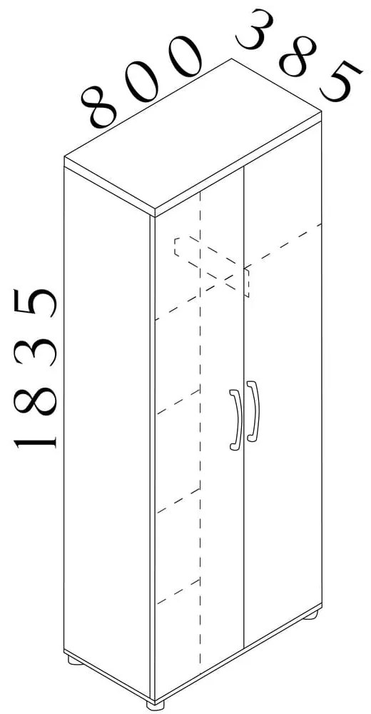 Dulap înalt lat Visio LUX 80 x 38,5 x 183,5 cm, nuc