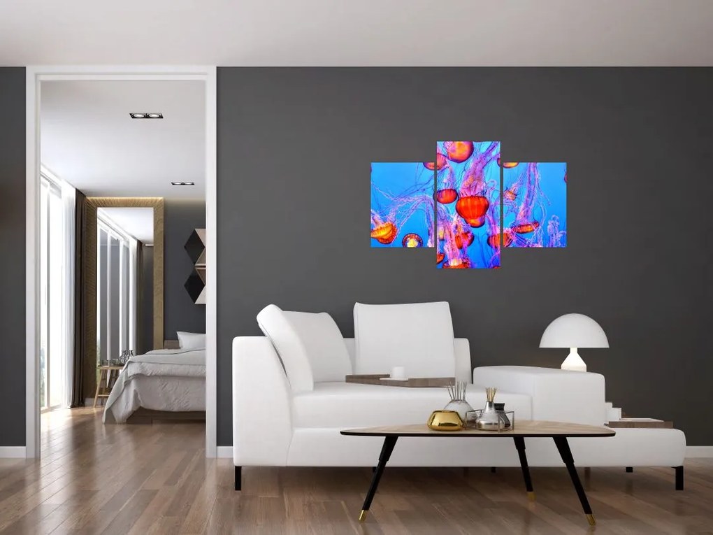 Tablou cu meduse în mare (90x60 cm)