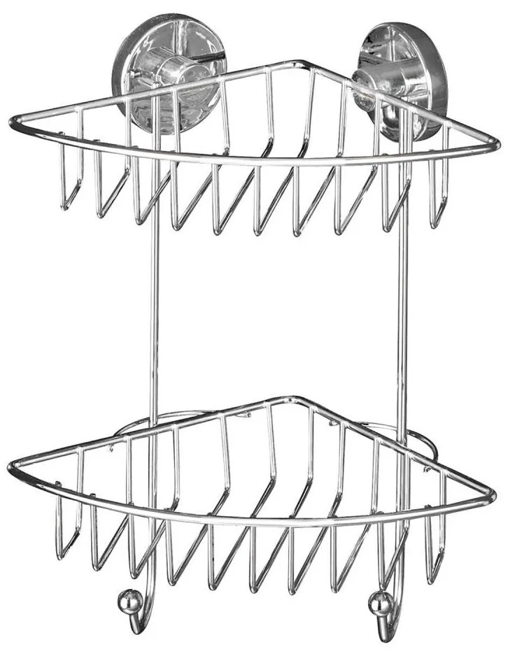 WENKO 20888100 - Raft de colț VACUUM-LOC, oțel rotund, 22,5 x 29,5 cm, crom lucios