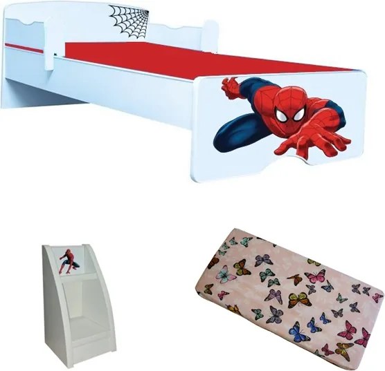 Pat copii Spidy 2 cu saltea si etajera cadou