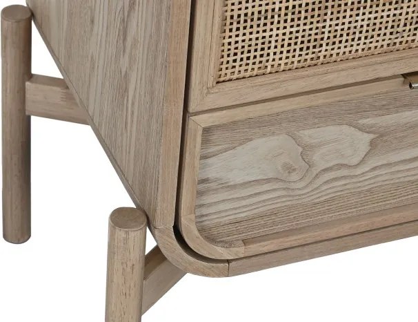 Comoda inalta natur , din lemn de molid si rattan " Almeria"