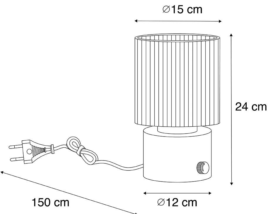 Lampă de masă Art Deco neagră cu sticlă fumurie - Laura