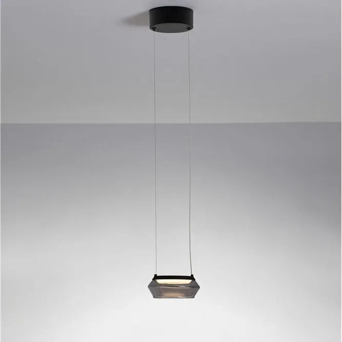 Pendul LED modern, Metal, Negru, Sticla, JAILYN