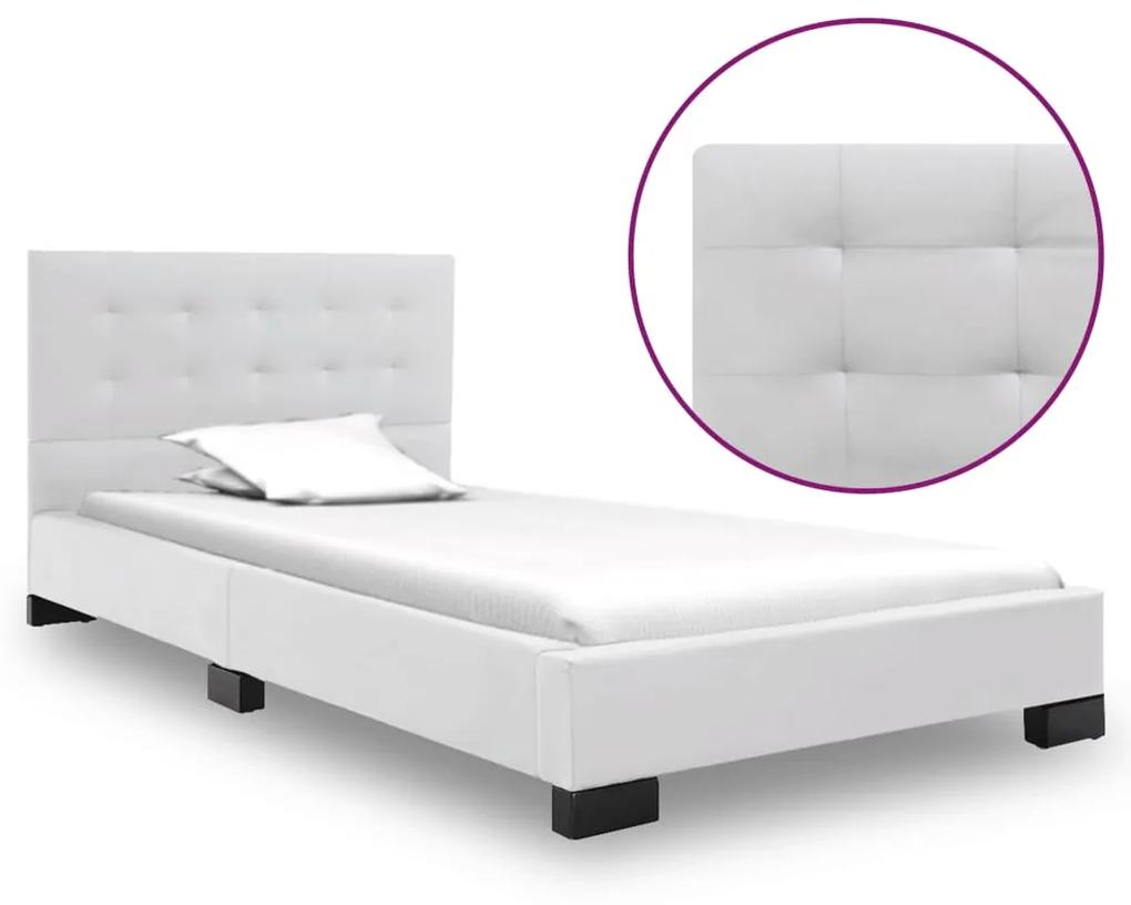 280632 vidaXL Cadru de pat, alb, 90 x 200 cm, piele artificială