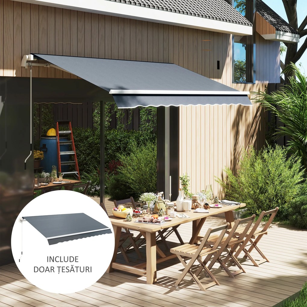 Outsunny Material de Înlocuire pentru Copertină Retractabilă, 282x250 cm, Gri | Aosom Romania
