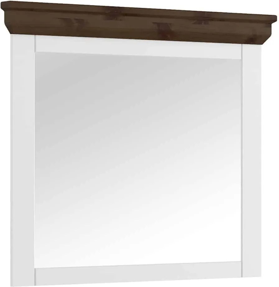 Oglindă lemn masiv nuc Iris II 109x81cm / Alb