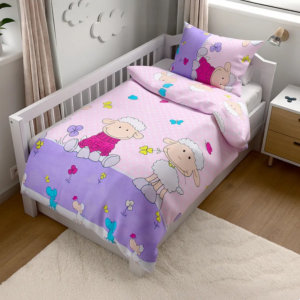 Lenjerie de pat din bumbac pentru patut OVECELE roz Dimensiune lenjerie de pat: 45 x 65 cm | 90 x 135 cm