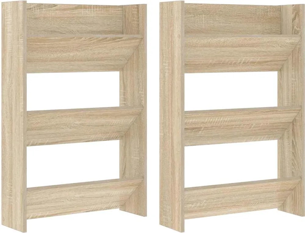 vidaXL Pantofare de perete, 2 buc., stejar sonoma, 60x18x90 cm, PAL