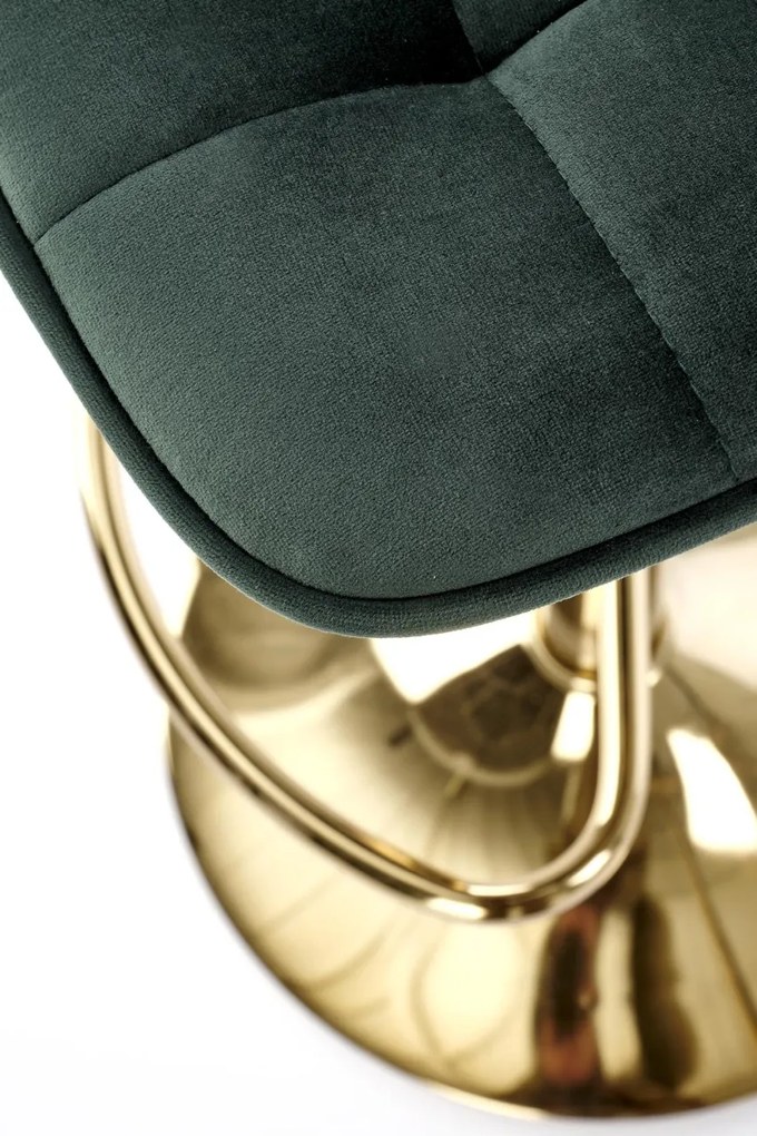 Scaun de bar H120 velvet verde/gold