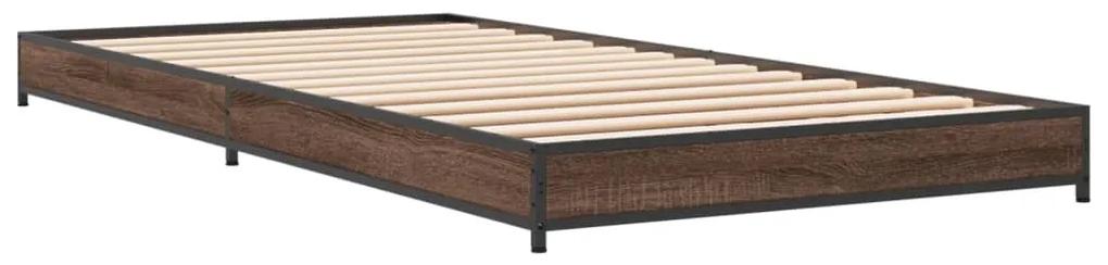 845180 vidaXL Cadru de pat, stejar maro, 90x200 cm, lemn prelucrat și metal