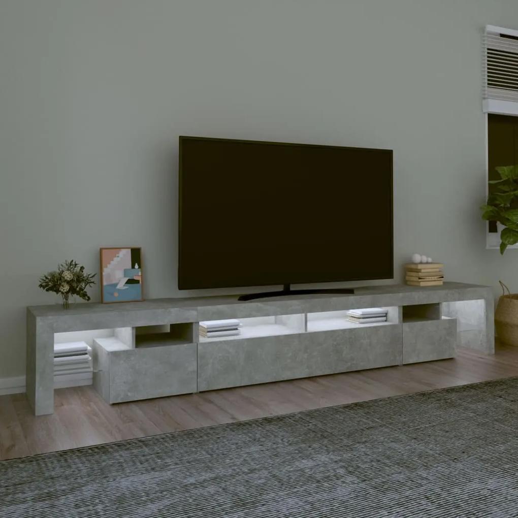 Comoda TV cu lumini LED, gri beton, 260x36,5x40cm 1, Gri beton, 260 x 36.5 x 40 cm