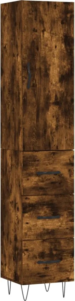 vidaXL Dulap înalt, stejar fumuriu, 34,5x34x180 cm, lemn prelucrat