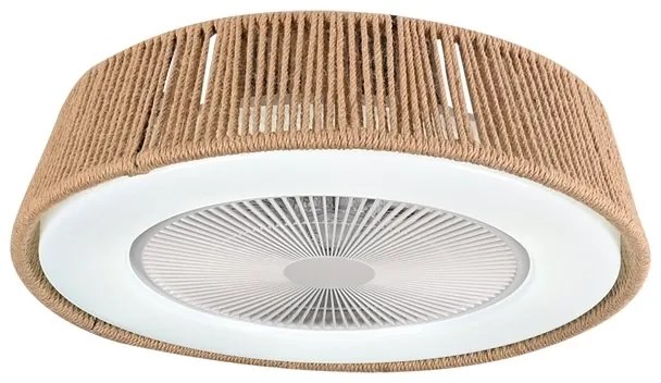 Lustra LED cu Ventilator si telecomanda Rustic alb/ natural