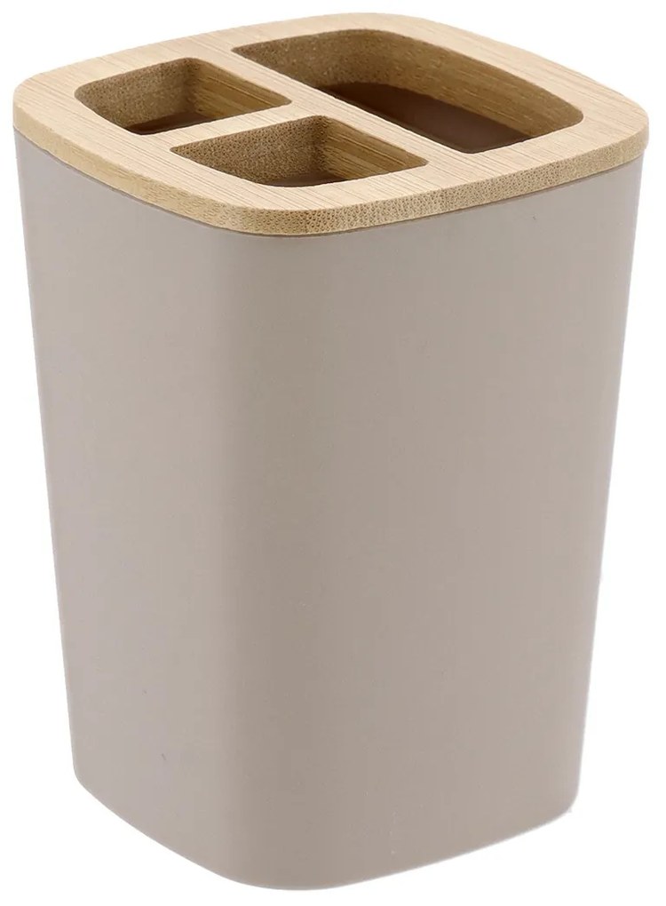 Cana pentru periuțe de dinți bej CALMA cu marcaj din bambus