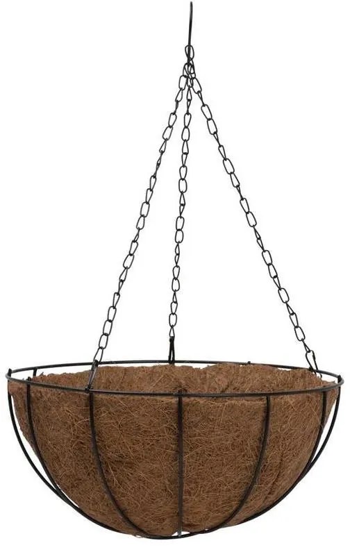 Ghiveci decorativ cu lant, rotund, nuca de cocos, 25x25x12 mm