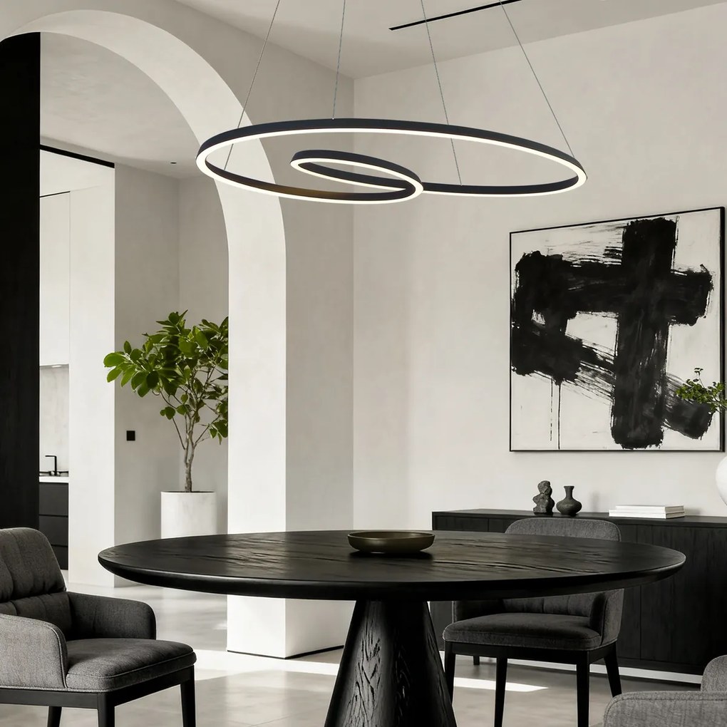 Lampă suspendată scandinavă neagră 110cm incl. LED cu 3 trepte de intensitate luminoasă - Circuit