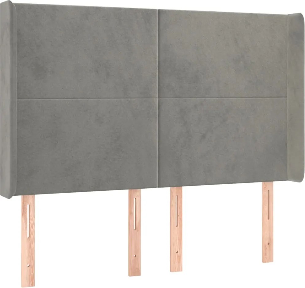vidaXL Tăblie de pat cu aripioare gri deschis 147x16x118/128cm catifea