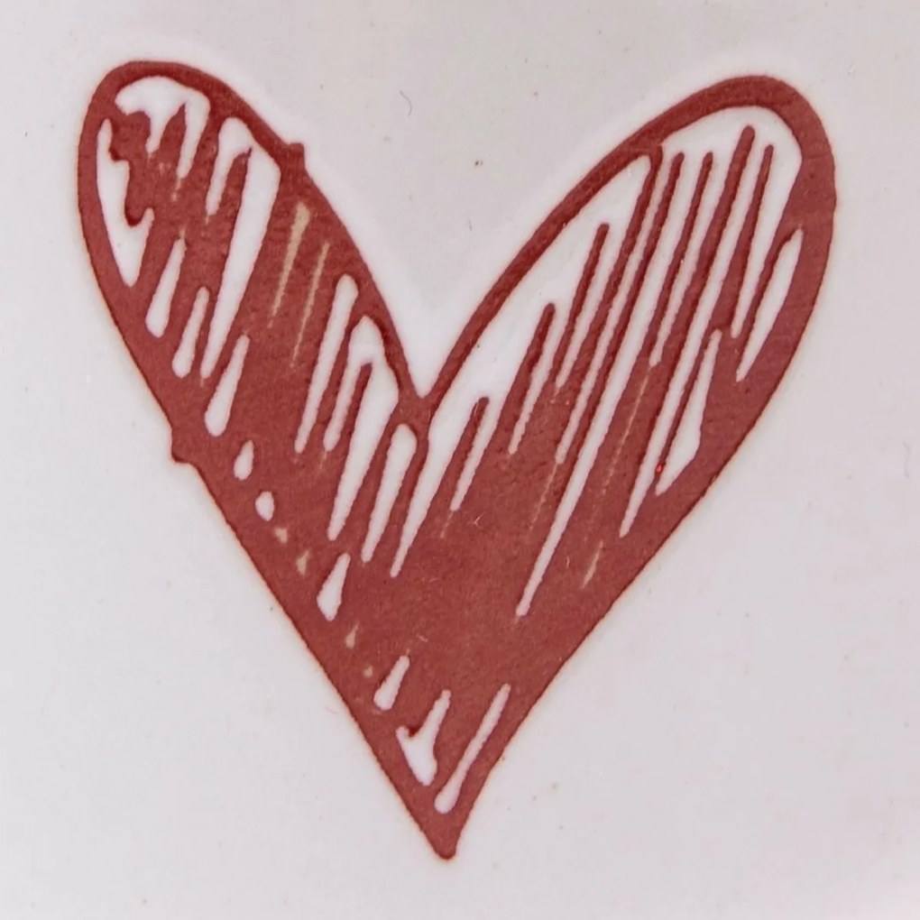 Set de 6 căni ceramice Inimioară II, 90 ml, roșu