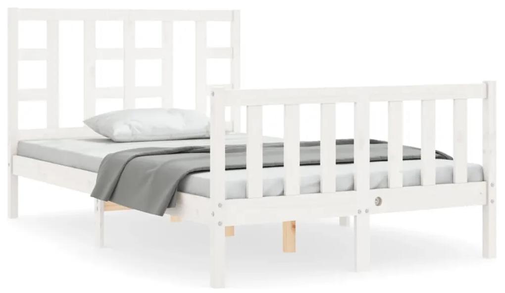 3191967 vidaXL Cadru de pat cu tăblie, alb, 120x200 cm, lemn masiv